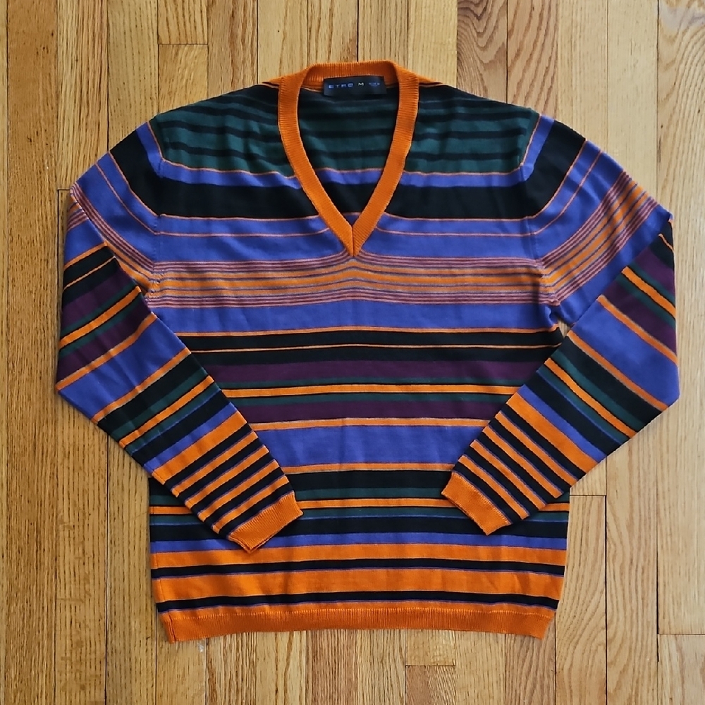 Etro Multicolor Striped V-Neck Sweater
